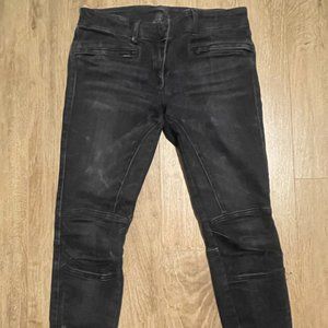 R13 Moto Skinny Jeans In Vintage Black Wash Low Rise Size 27